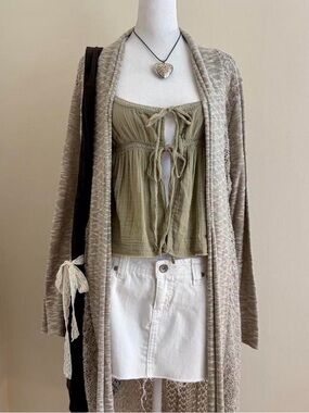 Vintage Y2K fairy grunge cardigan duster crochet knit boho longline sweater M